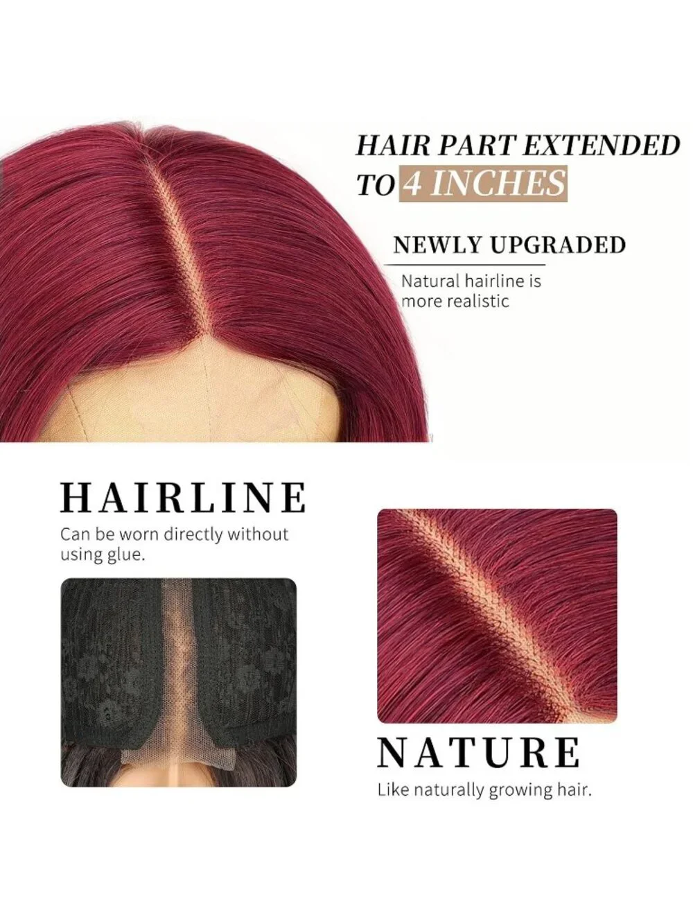 Women's Bright Red Lace Hairline 26 Inch Synthetic Heat Resistant Wavy Wigs